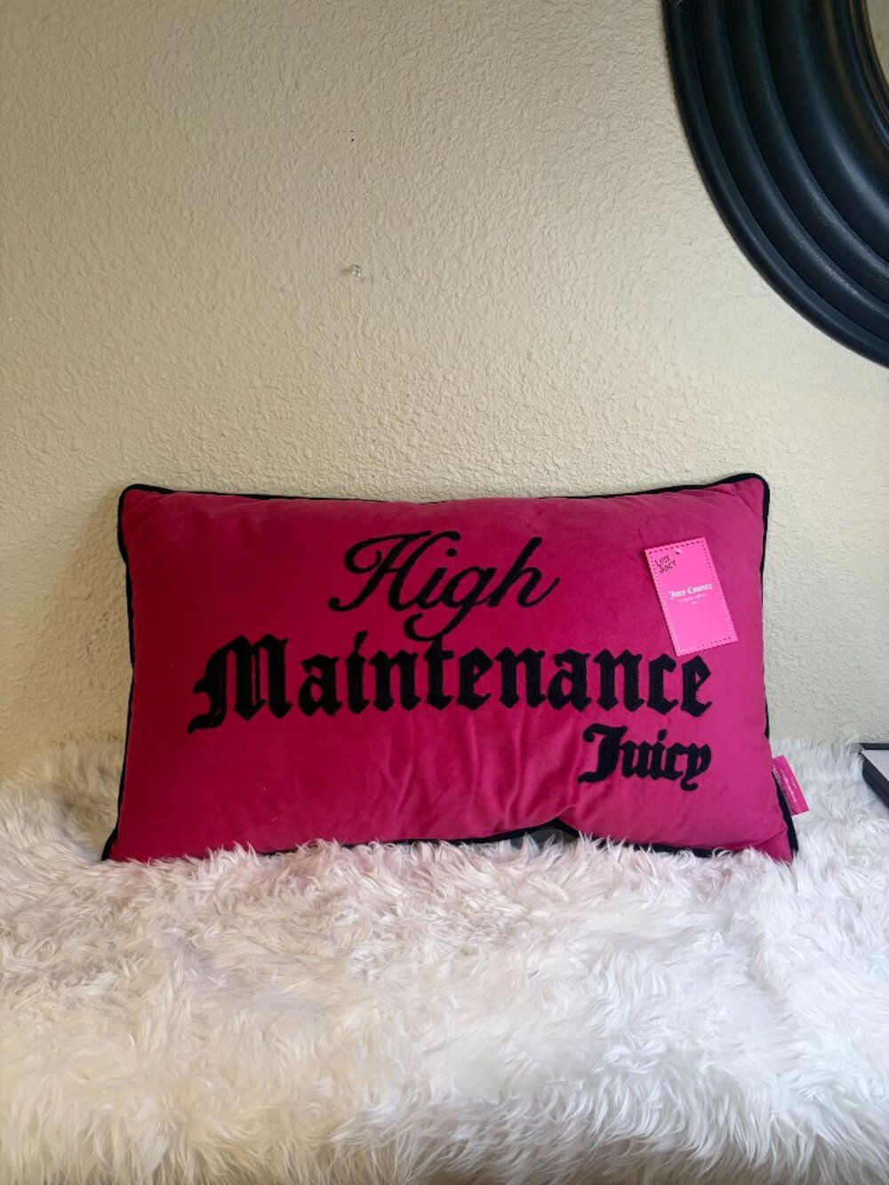 Juicy Couture Reversible High Maintenance Expensive Taste Decorative Pillow NWT